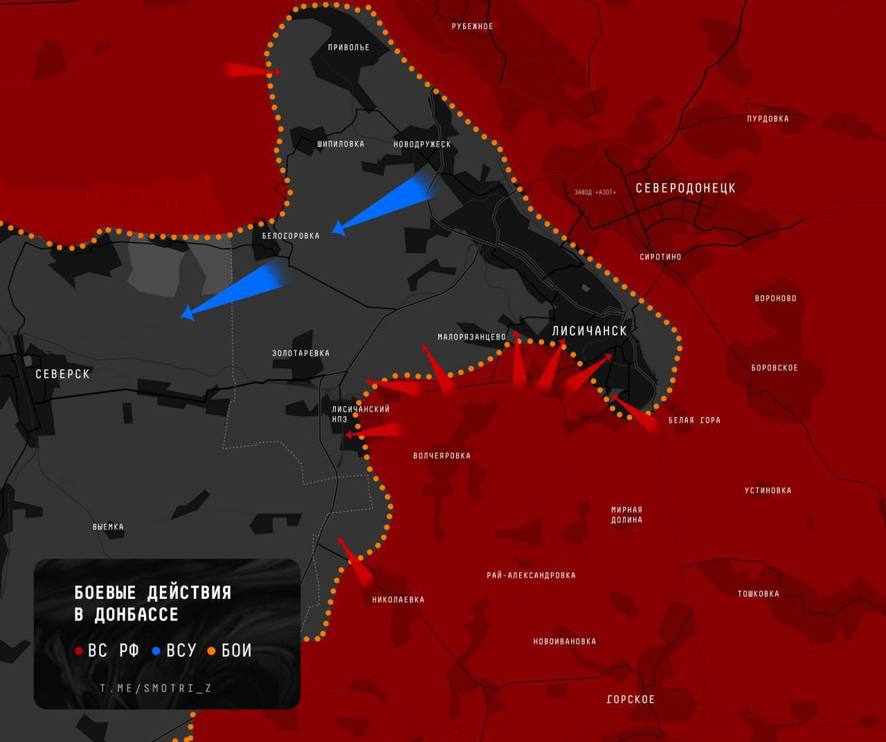 Ուկրաինական բանակը մեծ կորուստներով փախչում է Լիսիչանսկից (Քարտեզ)
