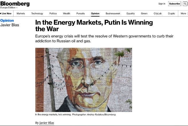 Պուտինը հաղթում է էներգետիկ շուկայում. Bloomberg